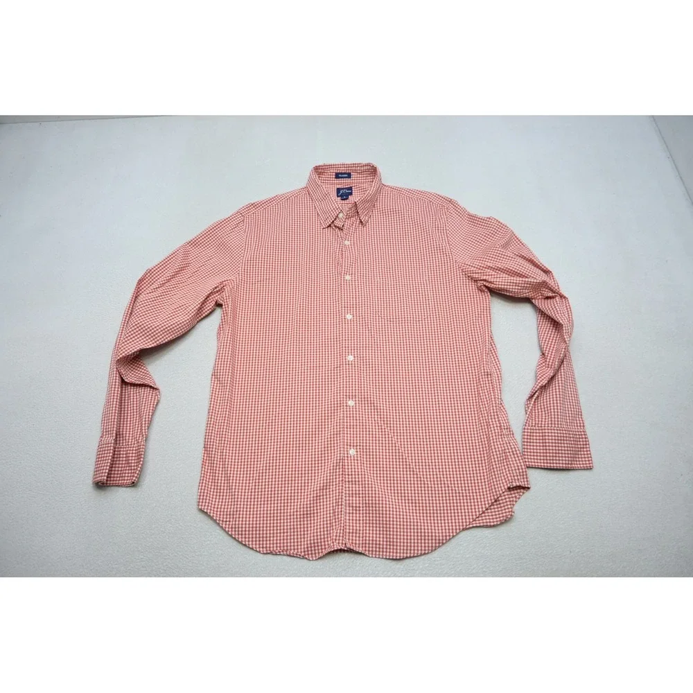 J. Crew Performance‎ Stretch Dress Shirt Men Large Plaid Classic Fit Button Down